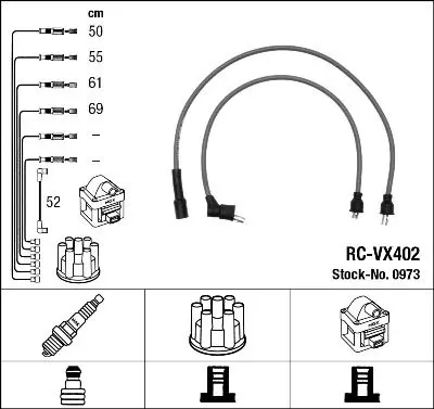 Handler.Part Ignition cable kit NGK 0973 1