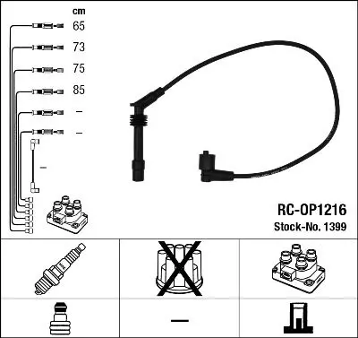 Handler.Part Ignition cable kit NGK 1399 1