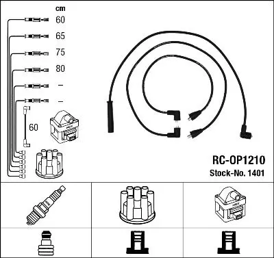 Handler.Part Ignition cable kit NGK 1401 1