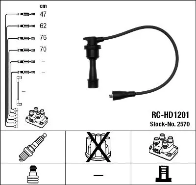 Handler.Part Ignition cable kit NGK 2570 1