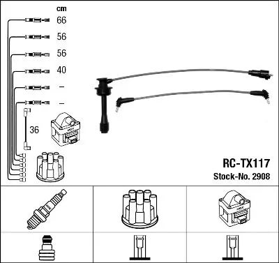 Handler.Part Ignition cable kit NGK 2908 1