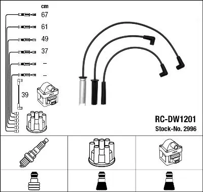 Handler.Part Ignition cable kit NGK 2996 1