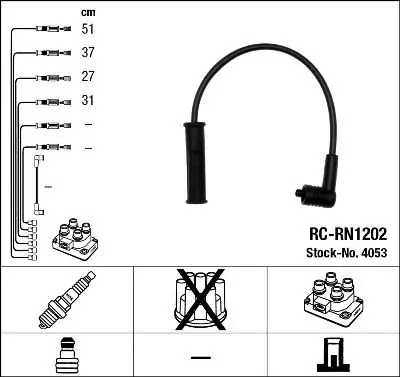 Handler.Part Ignition cable kit NGK 4053 1