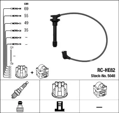 Handler.Part Ignition cable kit NGK 5048 1