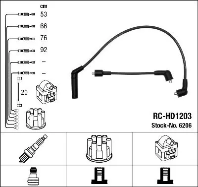 Handler.Part Ignition cable kit NGK 6206 1