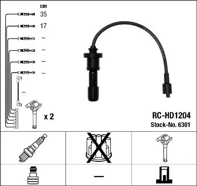 Handler.Part Ignition cable kit NGK 6301 1