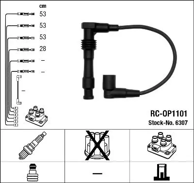 Handler.Part Ignition cable kit NGK 6307 1