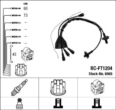 Handler.Part Ignition cable kit NGK 6969 1