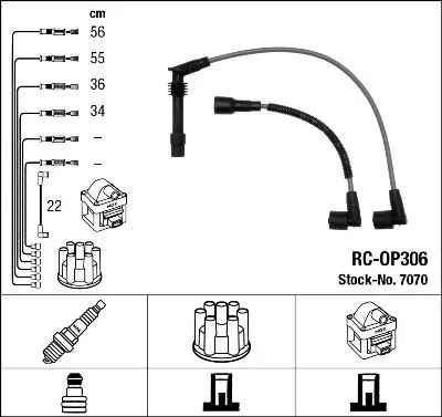 Handler.Part Ignition cable kit NGK 7070 1