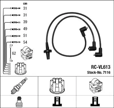 Handler.Part Ignition cable kit NGK 7116 1