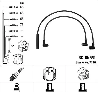 Handler.Part Ignition cable kit NGK 7170 1