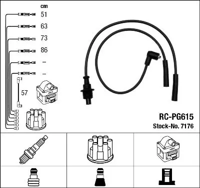 Handler.Part Ignition cable kit NGK 7176 1