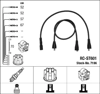 Handler.Part Ignition cable kit NGK 7196 1