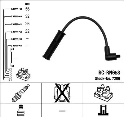 Handler.Part Ignition cable kit NGK 7200 1