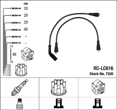 Handler.Part Ignition cable kit NGK 7208 1