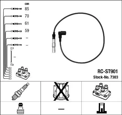 Handler.Part Ignition cable kit NGK 7303 1