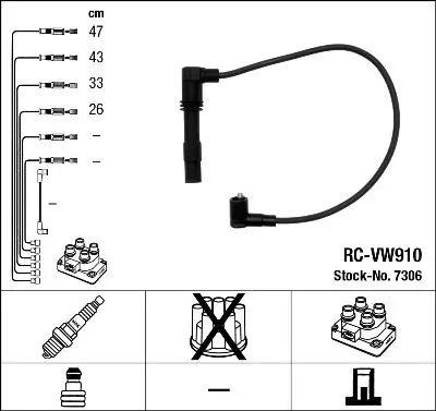 Handler.Part Ignition cable kit NGK 7306 1