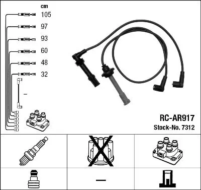 Handler.Part Ignition cable kit NGK 7312 1