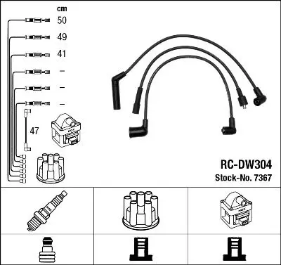 Handler.Part Ignition cable kit NGK 7367 1