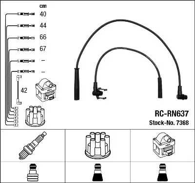 Handler.Part Ignition cable kit NGK 7368 1