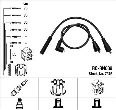 Handler.Part Ignition cable kit NGK 7375 1