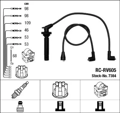 Handler.Part Ignition cable kit NGK 7384 1