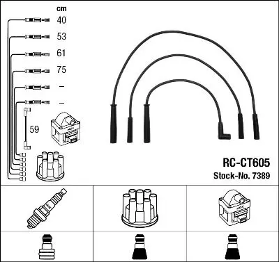 Handler.Part Ignition cable kit NGK 7389 1