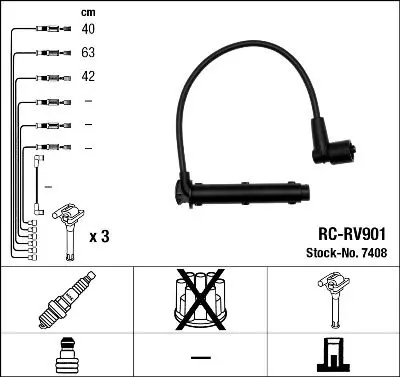 Handler.Part Ignition cable kit NGK 7408 1