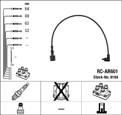 Handler.Part Ignition cable kit NGK 8194 1