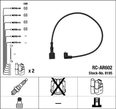 Handler.Part Ignition cable kit NGK 8195 1