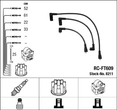 Handler.Part Ignition cable kit NGK 8211 1