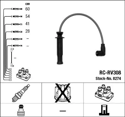 Handler.Part Ignition cable kit NGK 8274 1