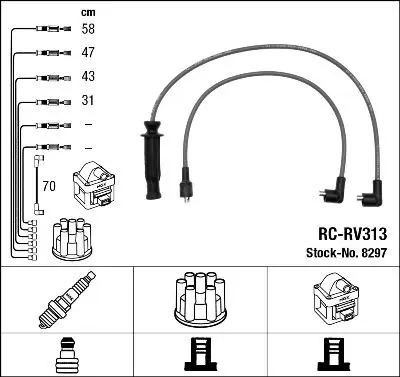 Handler.Part Ignition cable kit NGK 8297 1