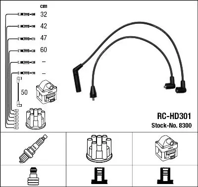 Handler.Part Ignition cable kit NGK 8300 1