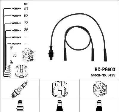 Handler.Part Ignition cable kit NGK 8495 1