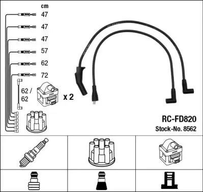 Handler.Part Ignition cable kit NGK 8562 1