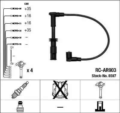 Handler.Part Ignition cable kit NGK 8597 1