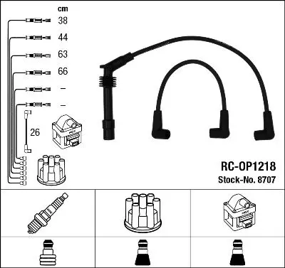 Handler.Part Ignition cable kit NGK 8707 1