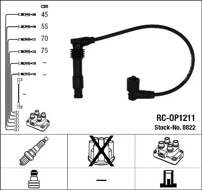 Handler.Part Ignition cable kit NGK 8822 1