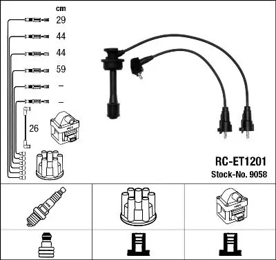 Handler.Part Ignition cable kit NGK 9058 1