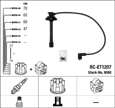 Handler.Part Ignition cable kit NGK 9098 1