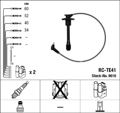 Handler.Part Ignition cable kit NGK 9616 1