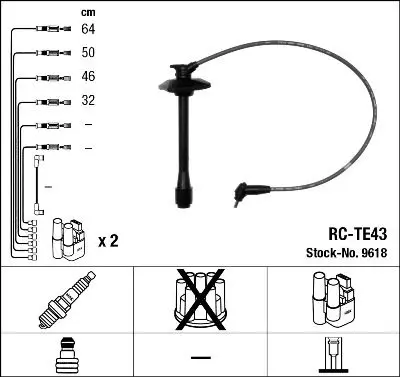 Handler.Part Ignition cable kit NGK 9618 1