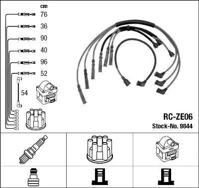 Handler.Part Ignition cable kit NGK 9844 1