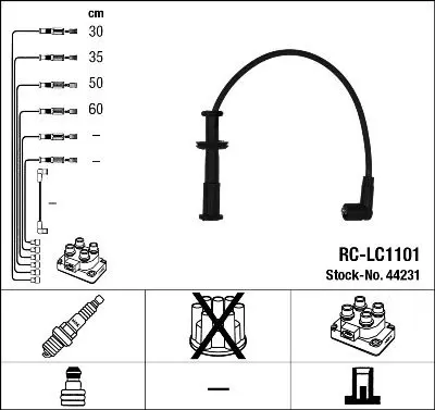 Handler.Part Ignition cable kit NGK 44231 1