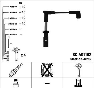 Handler.Part Ignition cable kit NGK 44255 1