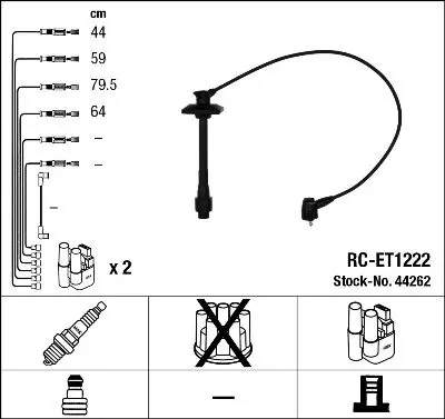 Handler.Part Ignition cable kit NGK 44262 1