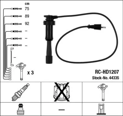 Handler.Part Ignition cable kit NGK 44335 1