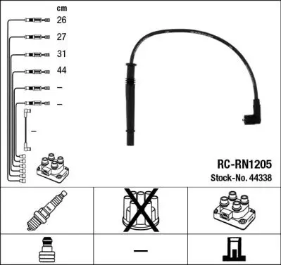 Handler.Part Ignition cable kit NGK 44338 1