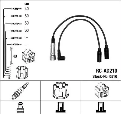 Handler.Part Ignition cable kit NGK 0510 1